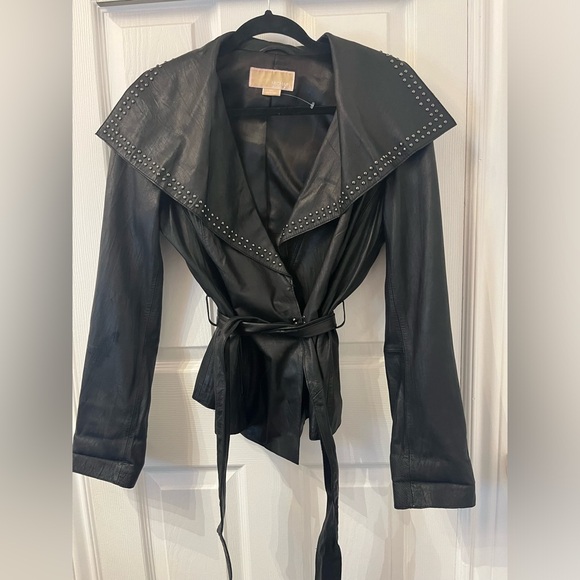 Michael Kors Leather Jacket with silver studs - Picture 2 of 16